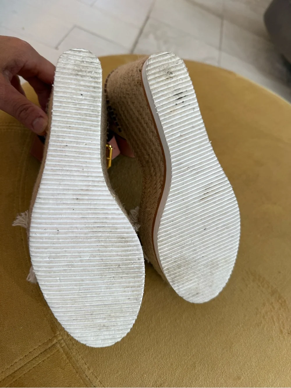 See by Chloé Tan Leather Espadrille Wedge Sandals with Cream Fringed Strap - Picture 8 of 8